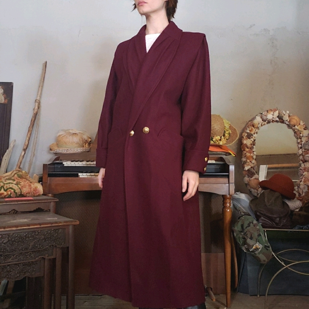 Vtg Maroon Wool Coat